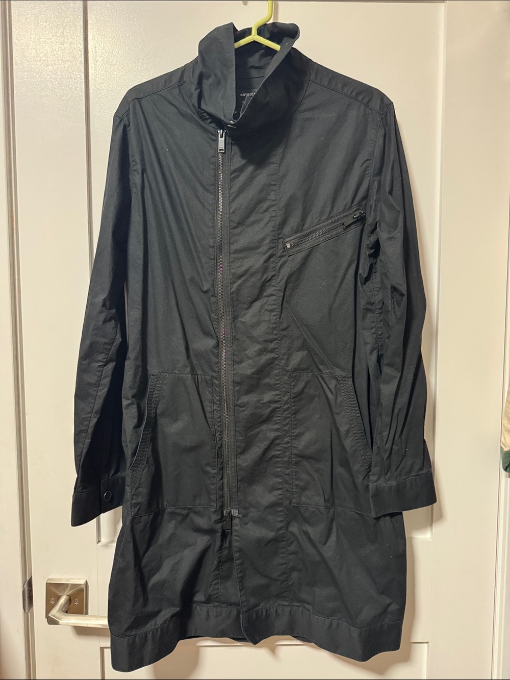 Earnest Sewn Black Long Zip Trench Coat